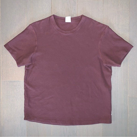 Zara Burgundy Red Short Sleeve Basic Jacquard T-Shirt - Picture 1 of 5
